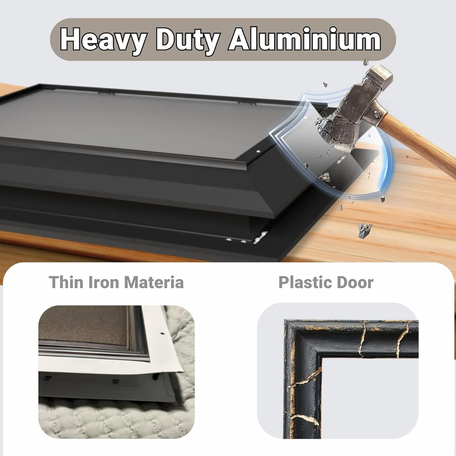 Aluminum Large Dog Door for Exterior Doors, Lockable Panel Included, Cutout Size 12.2''W x 18''H, Heavy Duty Magnetic Double Flap for Extreme Weather, Energy-Efficient, Easy to Assemble, Black (L)