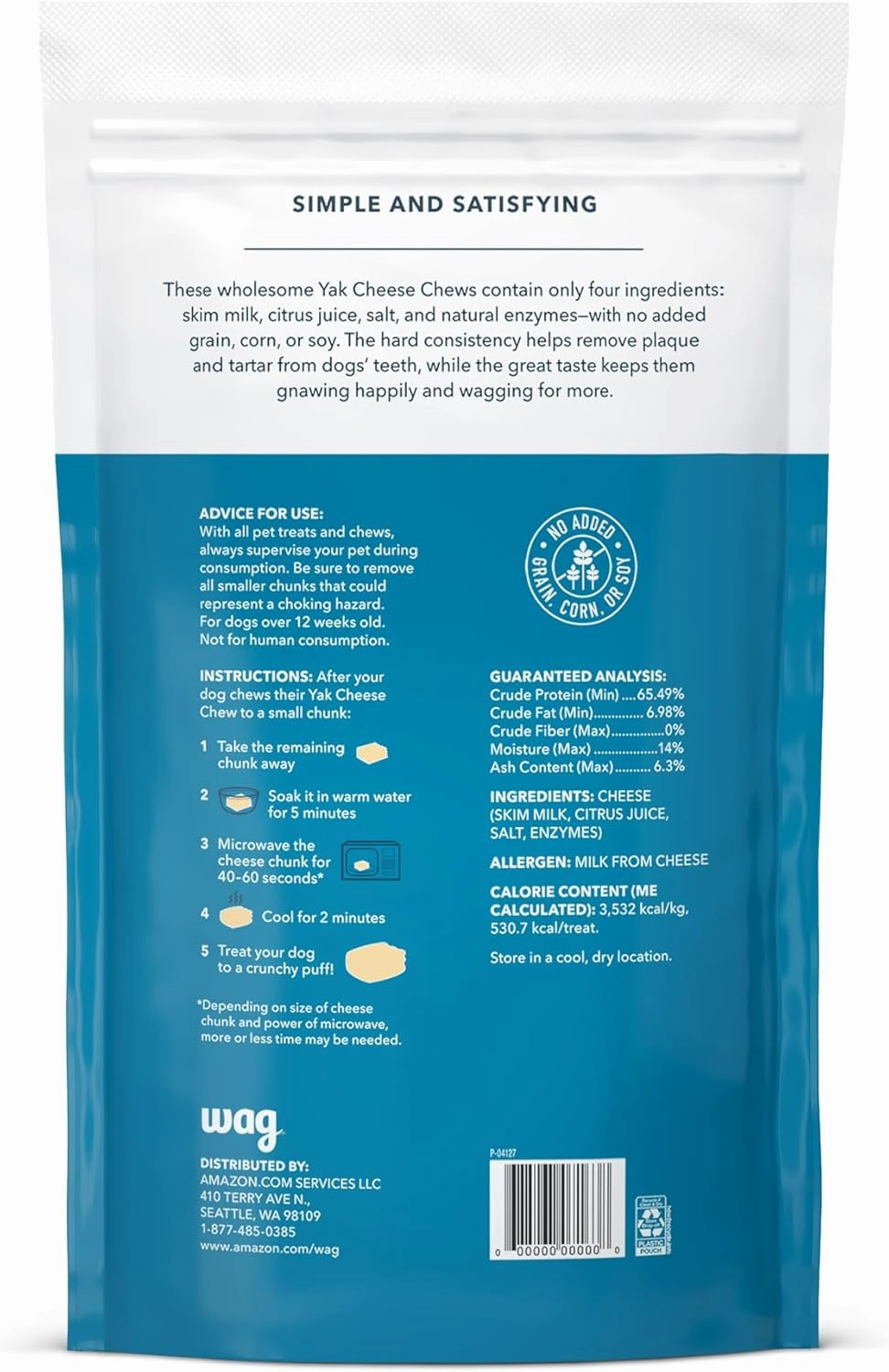 Amazon Brand - Wag Yak Cheese Himalayan Dog Chews, Dog Treats for Extra Large Dogs, All Natural, High Protein for Aggressive Chewers, 55lbs and Larger, 3 Count, 15.9 oz