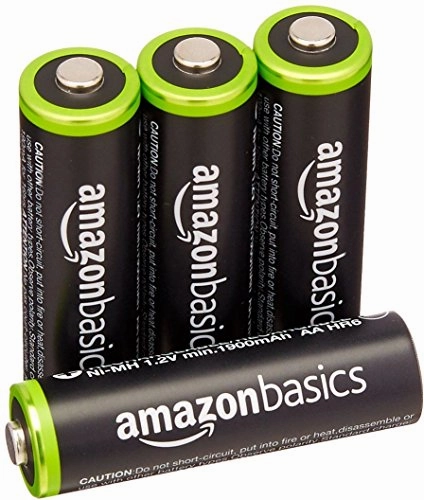 AmazonBasics 4 Pack AA Ni-MH Pre-Charged Rechargeable Batteries, 1000 Recharge Cycles, (Typical 2000mAh, Minimum 1900mAh) - Packaging May Vary