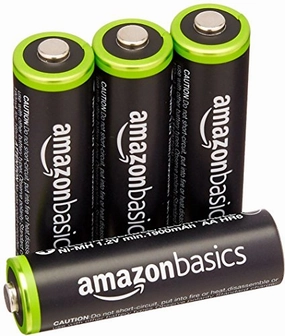 AmazonBasics 4 Pack AA Ni-MH Pre-Charged Rechargeable Batteries, 1000 Recharge Cycles, (Typical 2000mAh, Minimum 1900mAh) - Packaging May Vary