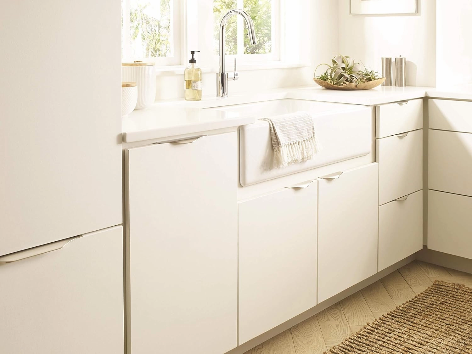 Amerock | Cabinet Edge Pull | Satin Nickel | 4-9/16 inch (116 mm) Center to Center | Aloft | 1 Pack | Drawer Pull | Drawer Handle | Cabinet Hardware