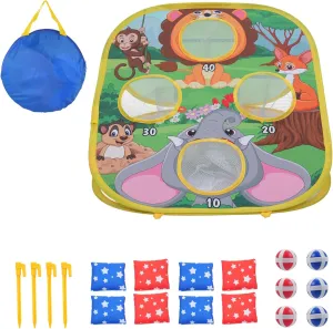 Animal Themed Outdoor Bean Bag Toss, Sticky Ball Game Portable Lawn Toss Game Set for Toddlers and Kids Party Play and Birthday Gift