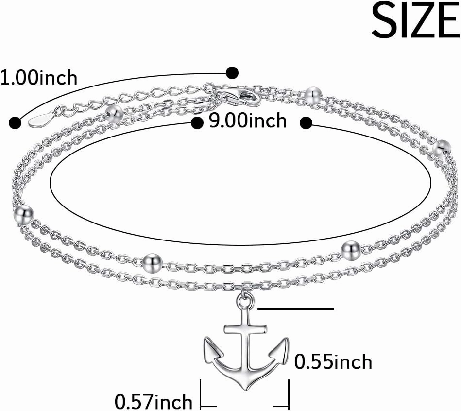 Anklet for Women S925 Sterling Silver Adjustable Foot Ankle Bracelet