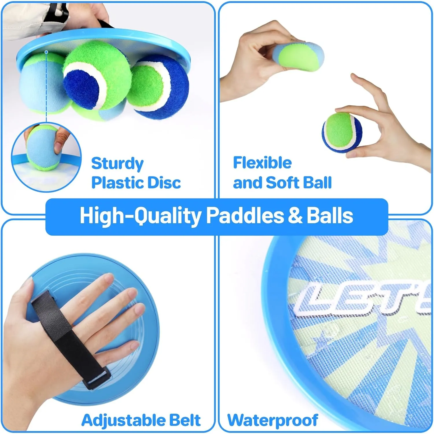 ANNKIE Kids Toys Toss and Catch Ball Set Game with 4 Paddles 4 Balls,Beach Toy Pool Toy Outdoor Yard Game for Kids Ages 3-12,Toys for Toddlers Age 3-5, Gifts for 3 4 5 6 7 8 9 10  Year Old Boys Girls