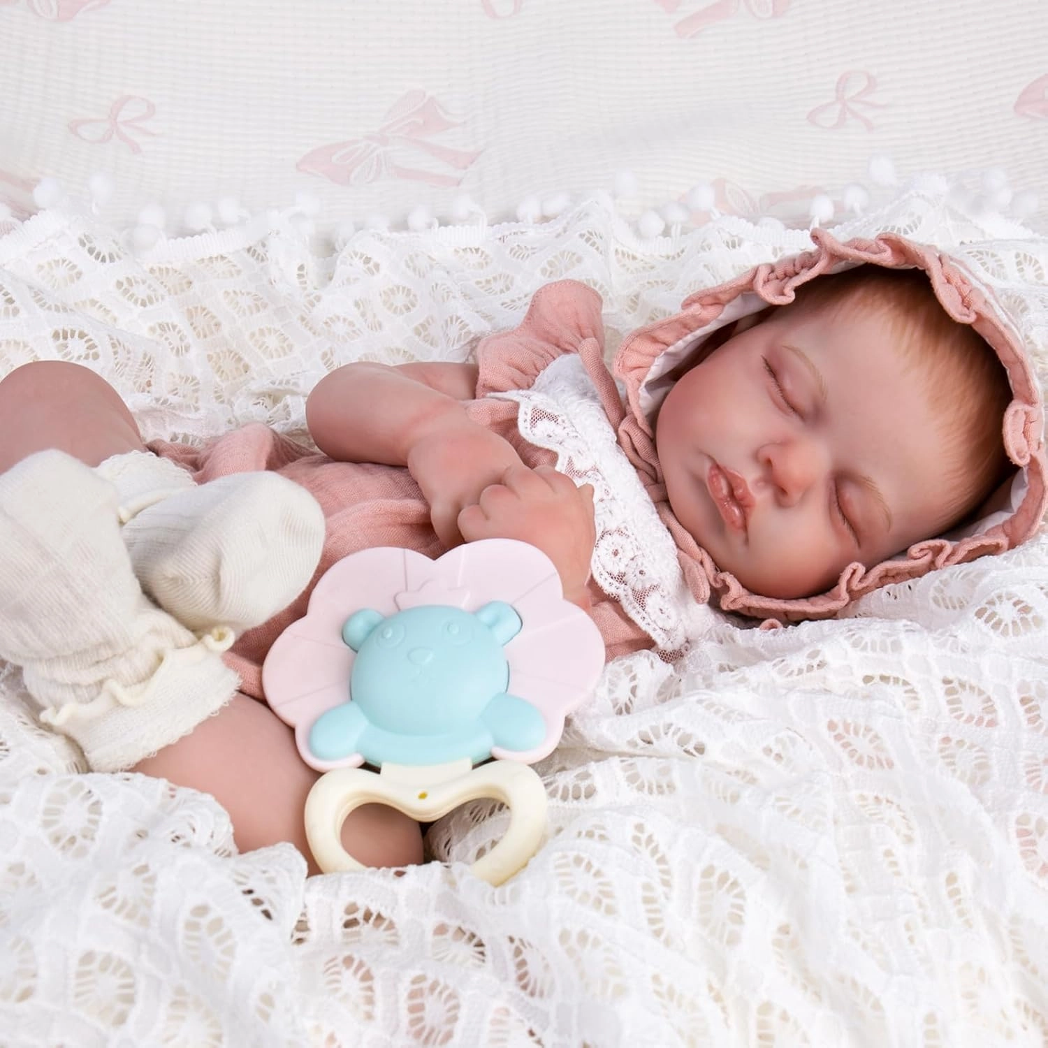 Aori Reborn Baby Dolls Realistic Lifelike - 20" Newborn Girl Doll with Feeding Set, Sleeping Baby Toy for Kids Ages 3  Years, Hand-Painted Vinyl Newborn Doll