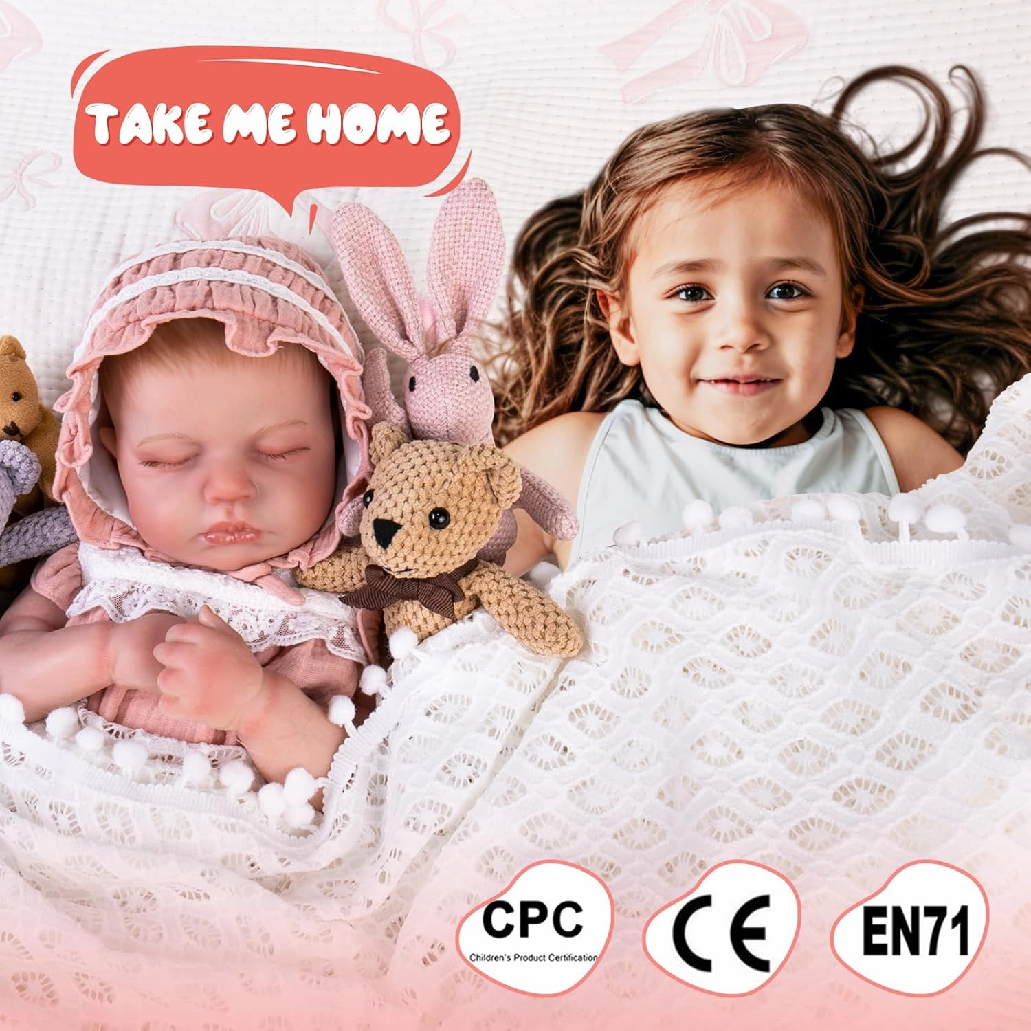 Aori Reborn Baby Dolls Realistic Lifelike - 20" Newborn Girl Doll with Feeding Set, Sleeping Baby Toy for Kids Ages 3  Years, Hand-Painted Vinyl Newborn Doll