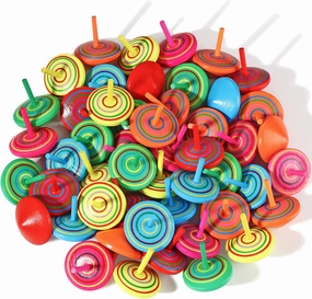 Aoriher Wood Spinning Tops for Kids, Colorful Wooden Gyroscopes Toy, Educational Kindergarten Toys, Rainbow Spin Tops for Games Party Favors Birthday Gifts(50 Pieces)
