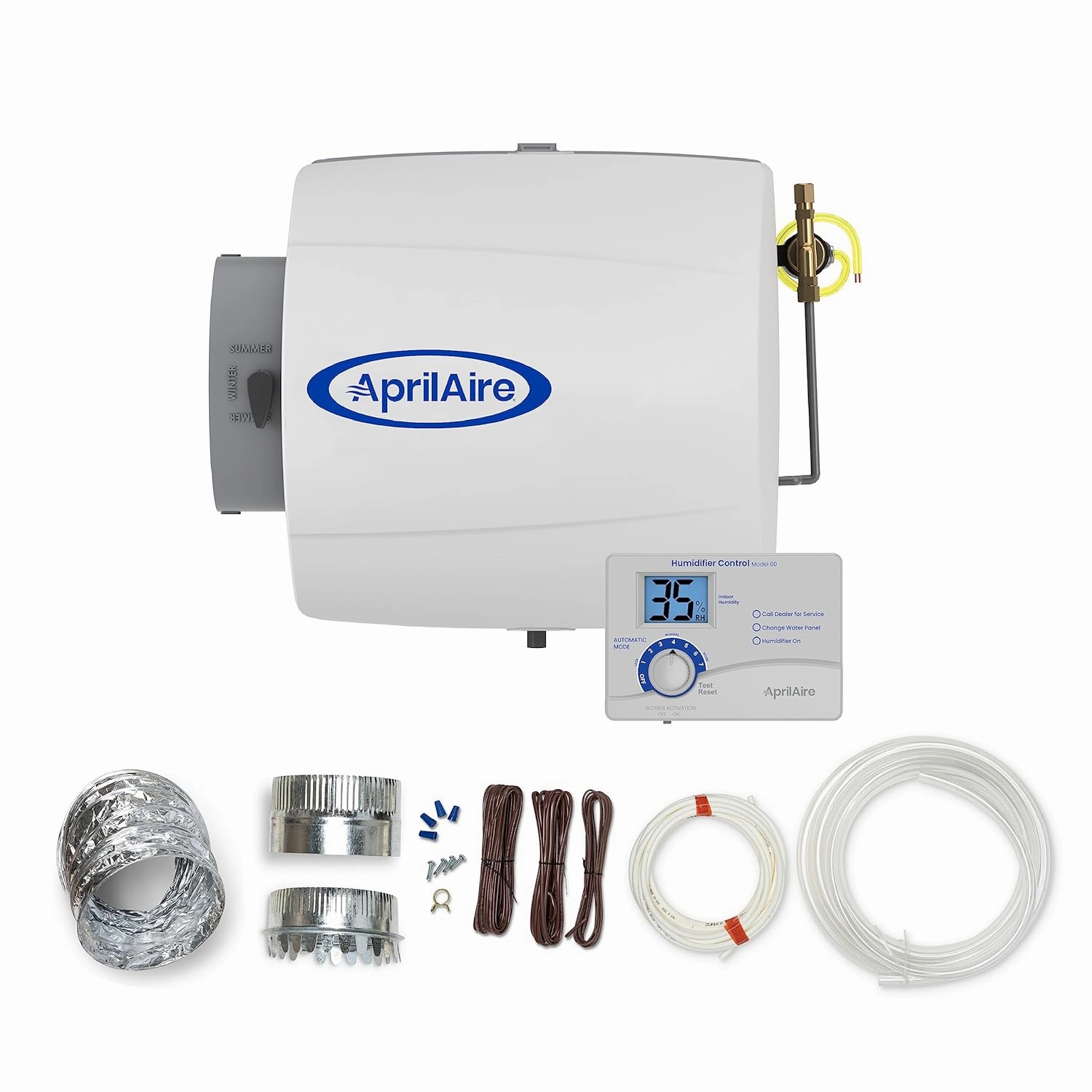 AprilAire 500 12-gal. Whole-House Small Bypass Evaporative Humidifier with Automatic Digital Control for up to 3,600 sq. ft.   AprilAire Model 5844 Humidifier Installation Kit