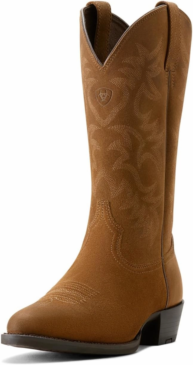 ARIAT Mens Heritage Embroidered Round Toe Pull On Casual Boots Mid Calf - Brown