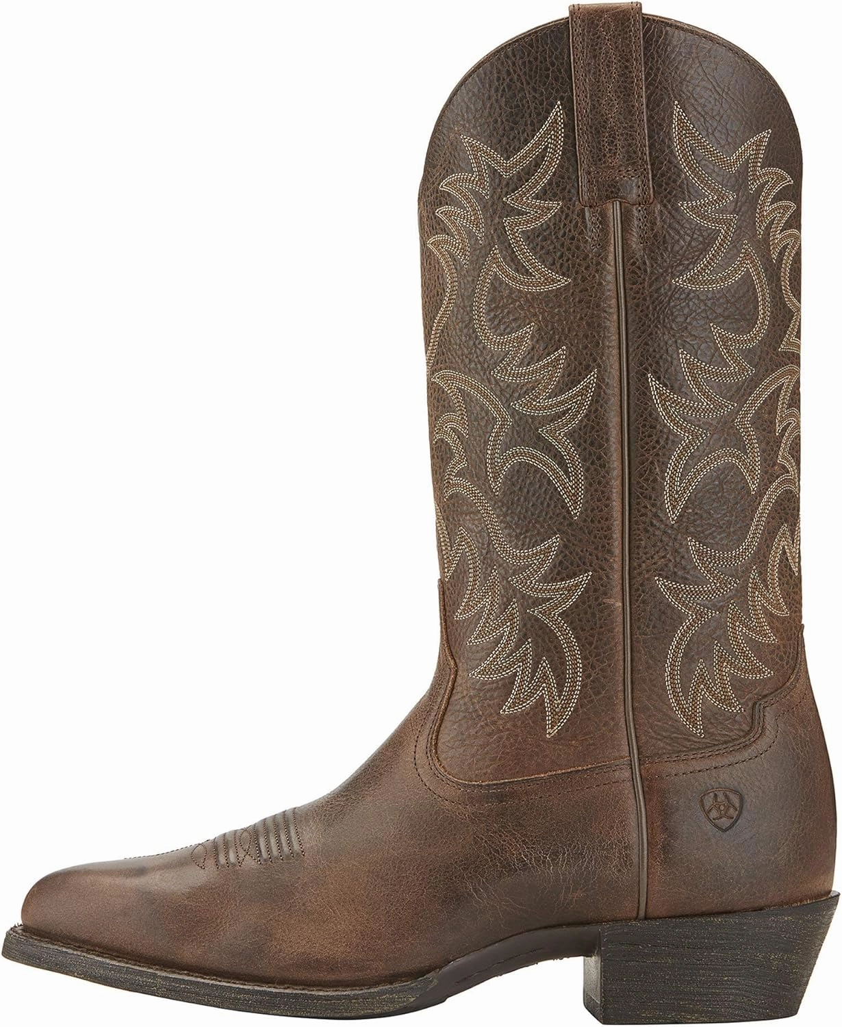 ARIAT Mens Heritage Embroidered Round Toe Pull On Casual Boots Mid Calf - Brown