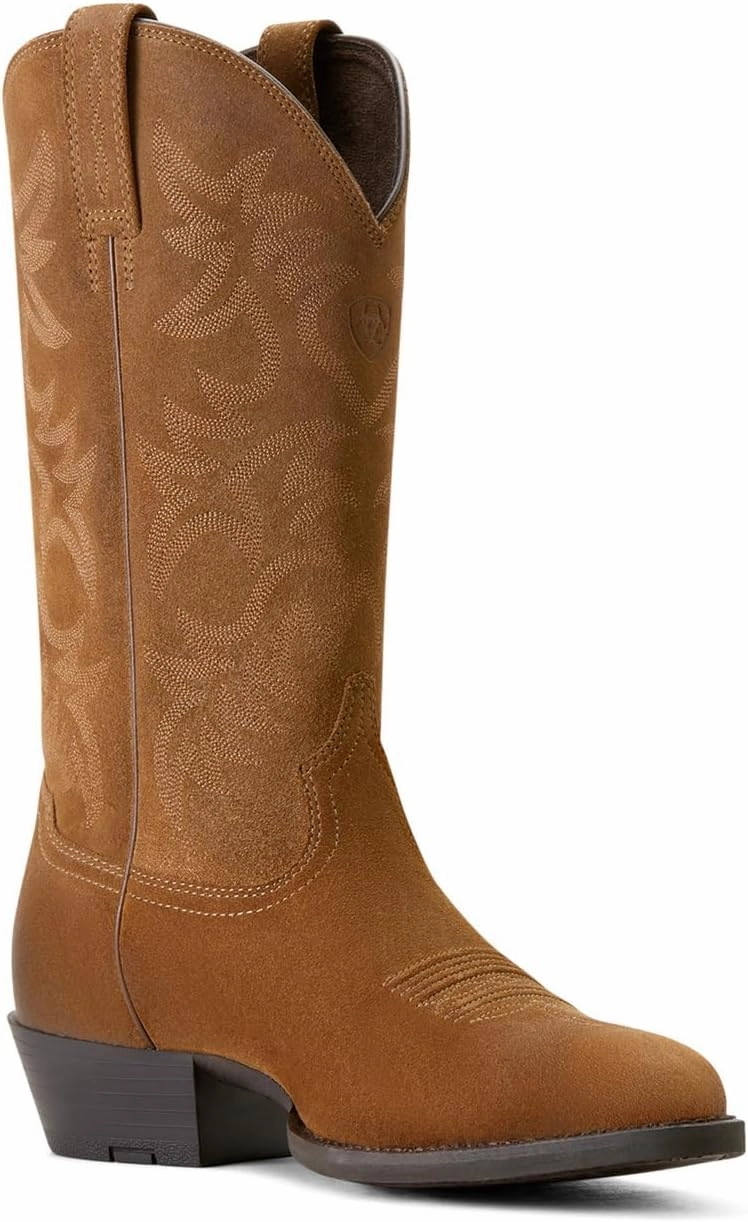 ARIAT Mens Heritage Embroidered Round Toe Pull On Casual Boots Mid Calf - Brown