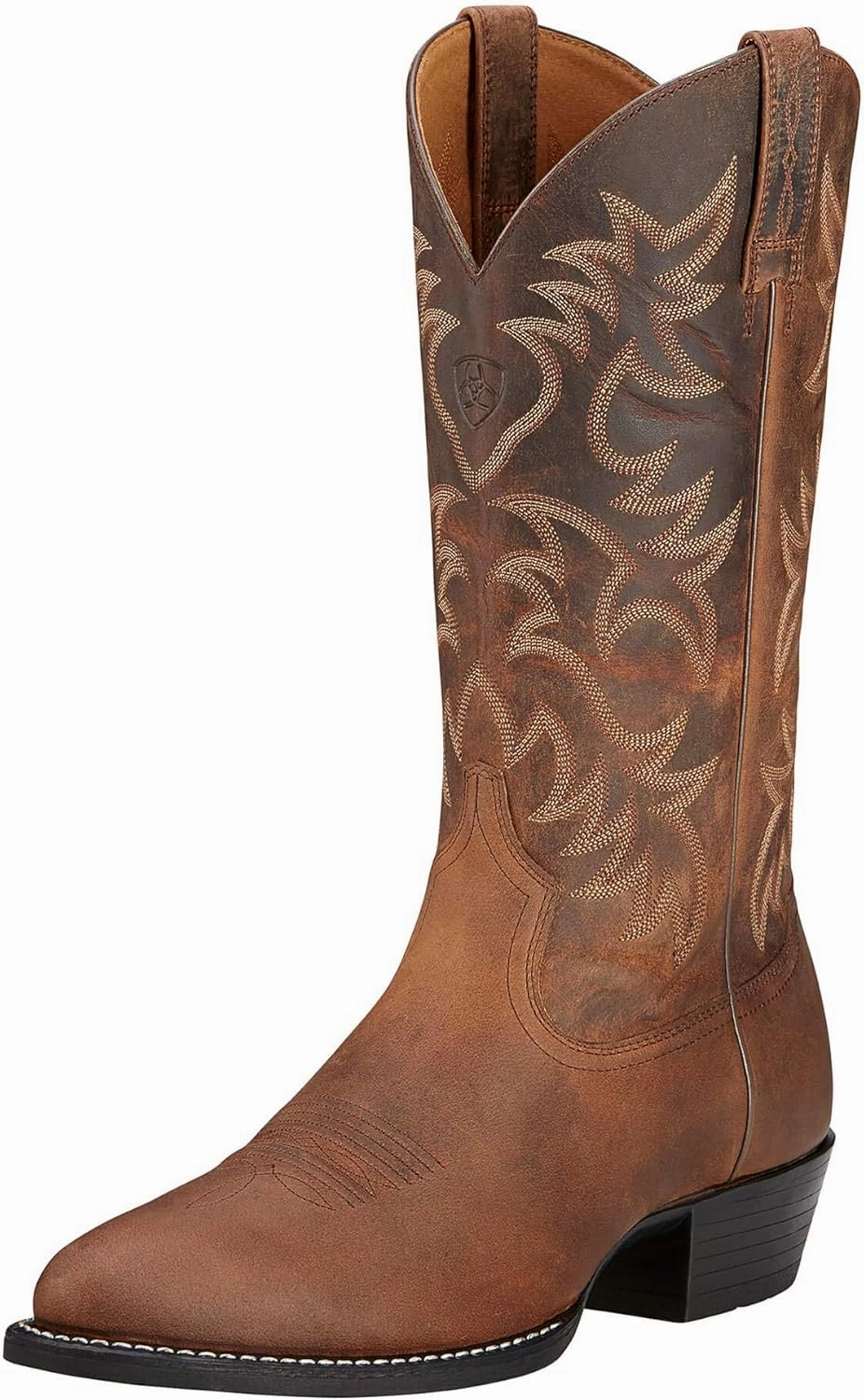 ARIAT Mens Heritage Embroidered Round Toe Pull On Casual Boots Mid Calf - Brown