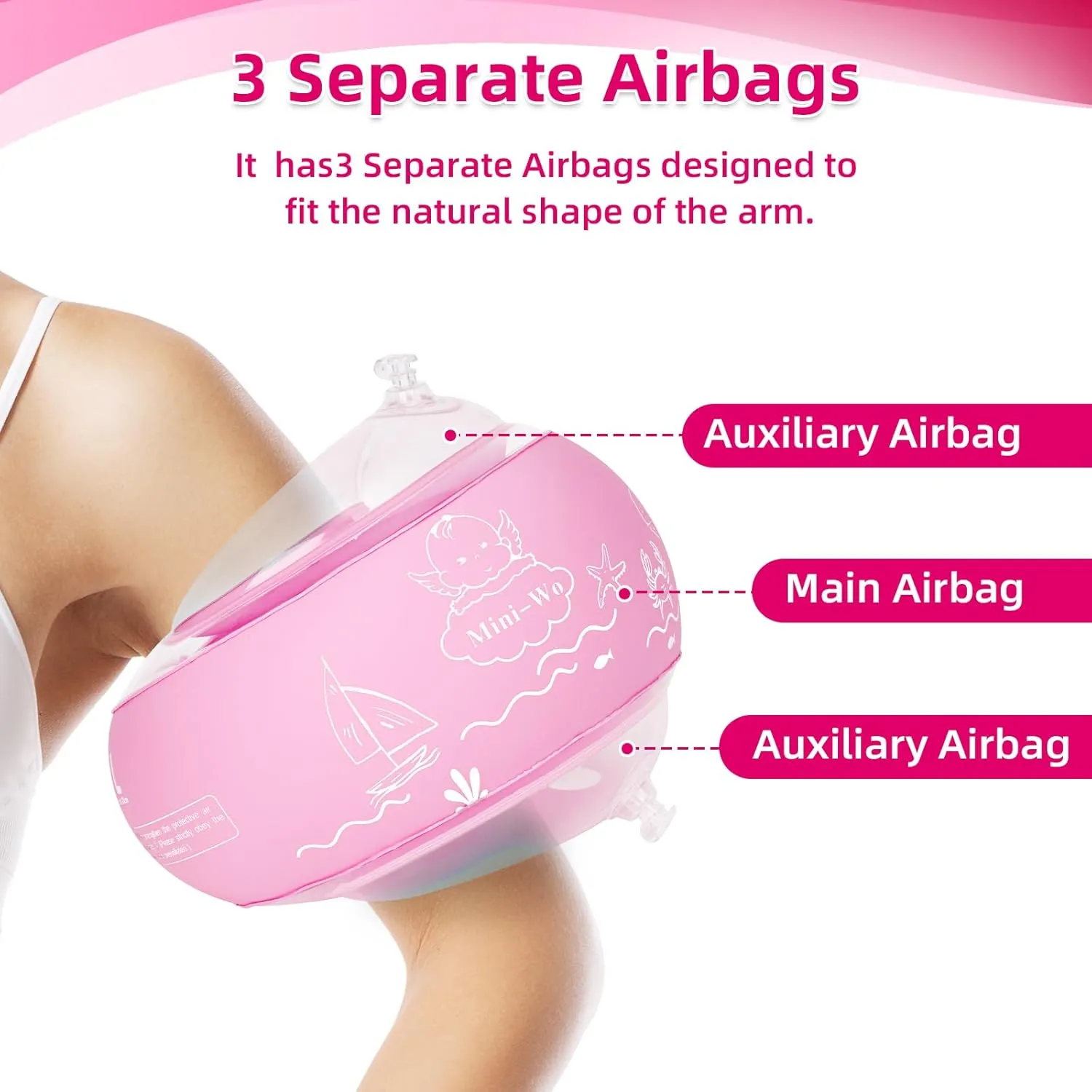 Arm Floaties for Kids Inflatable Pink Blue Toddler Swim Arm Bands Pool Kid Arm Floaties for Swimming Pool Water Wings for Toddlers and Adults 1-14yrs for Swim Learning