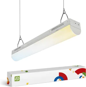ASD 2ft LED Linear Strip Light Fixture with Q-Base | UL DLC Stairwell Certified Luminaire 15W-25W 120-277V Linkable LED Shop Light | 3500K-5000K Adjustable Commercial Ceiling Light Fixture