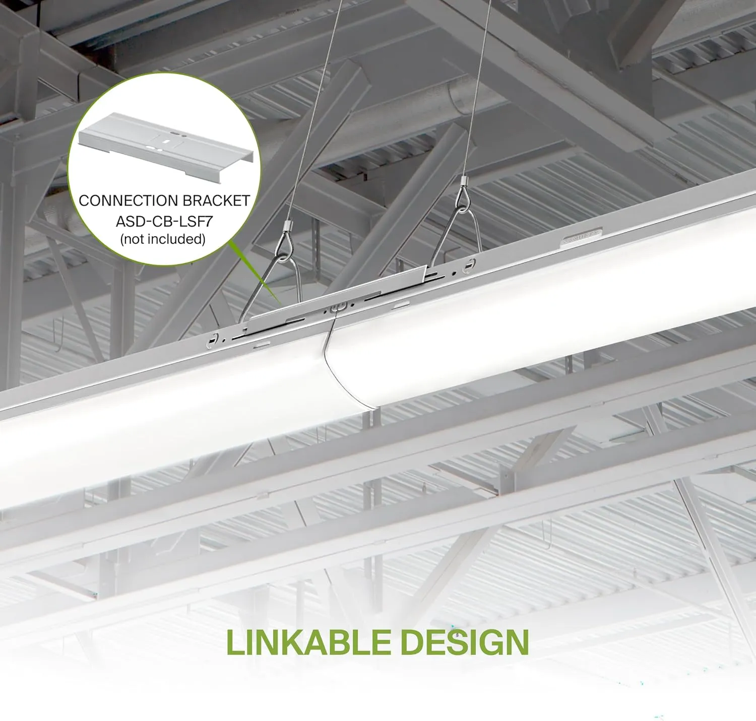 ASD 2ft LED Linear Strip Light Fixture with Q-Base | UL DLC Stairwell Certified Luminaire 15W-25W 120-277V Linkable LED Shop Light | 3500K-5000K Adjustable Commercial Ceiling Light Fixture