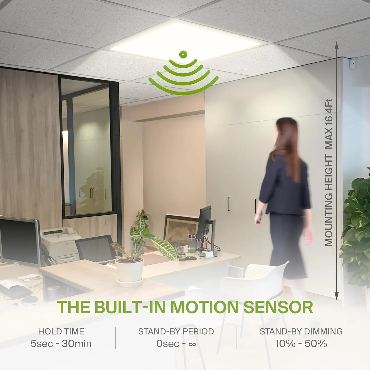ASD 2x2 LED Flat Panel Light with Motion Sensor - 20/25/30W UL DLC | 3633LM 3500K-5000K 120-277V Dimmable 2x2 LED Light Drop Ceiling | Recessed Lay in Troffer Lights for Office