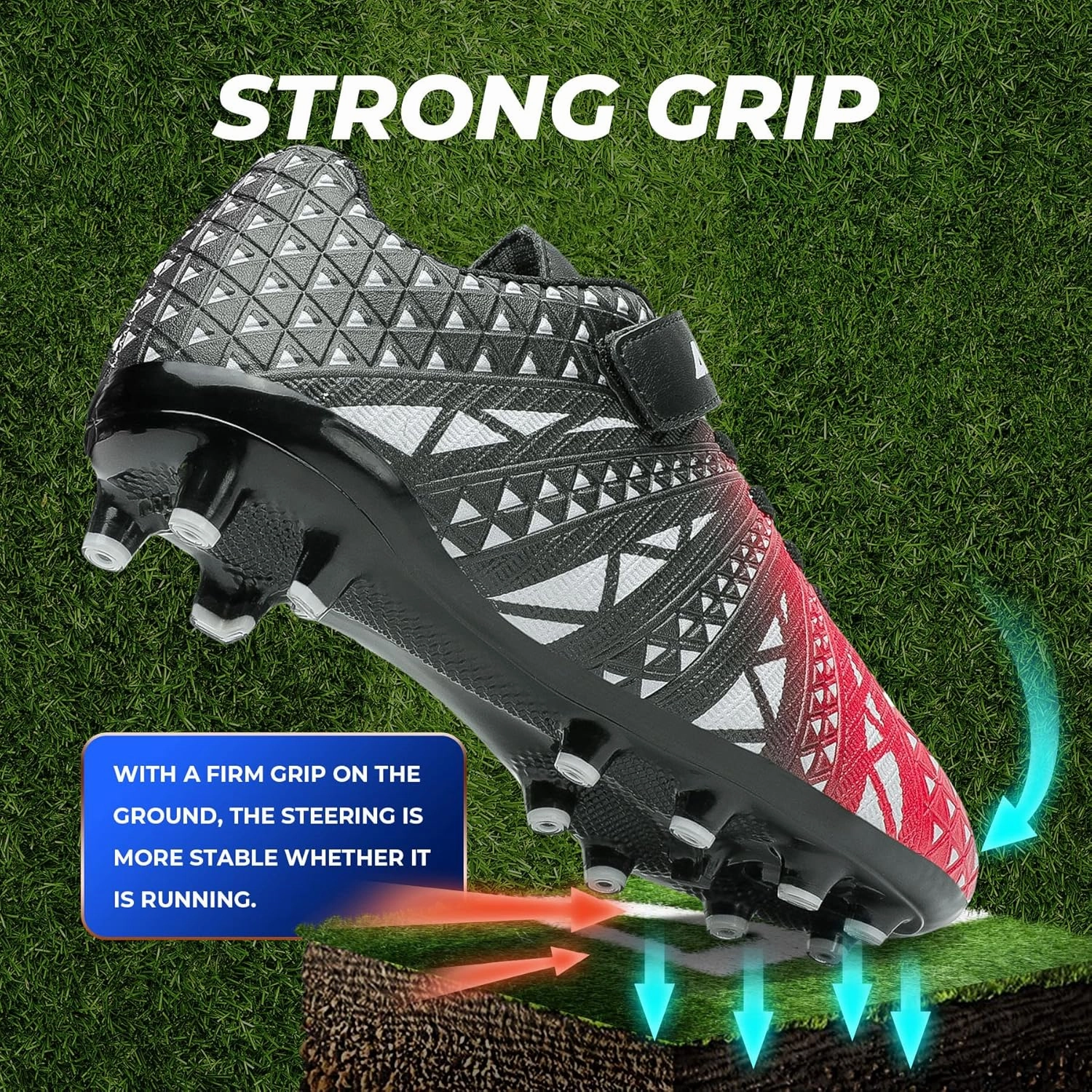ASHION Kids Soccer Cleats Boys Girls Soccer Shoes Firm Ground Football Shoes for Indoor Outdoor Size (Little Kid/Big Kid)