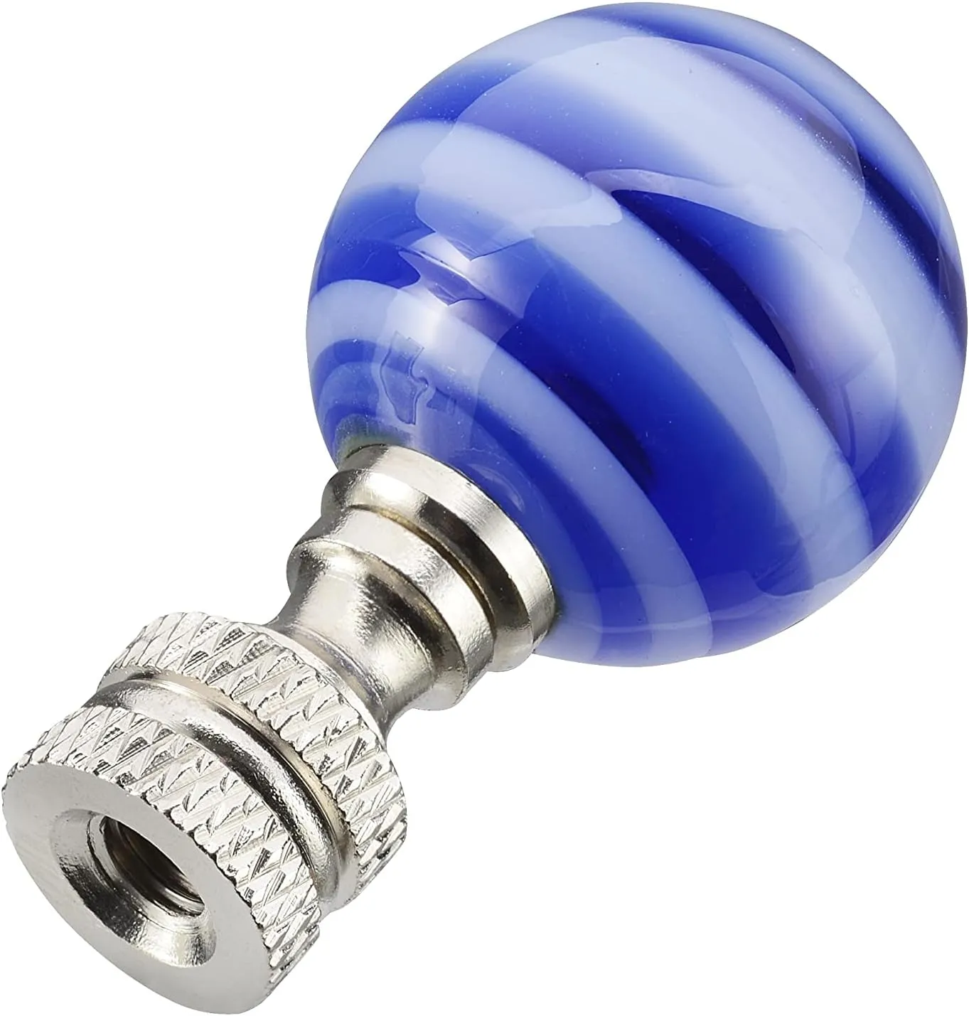 Aspen Creative 24013-12, 2 Pack Blue & White Glass Ball Lamp Nickel Finish, 2" Tall Finial