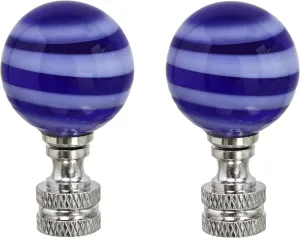 Aspen Creative 24013-12, 2 Pack Blue & White Glass Ball Lamp Nickel Finish, 2" Tall Finial