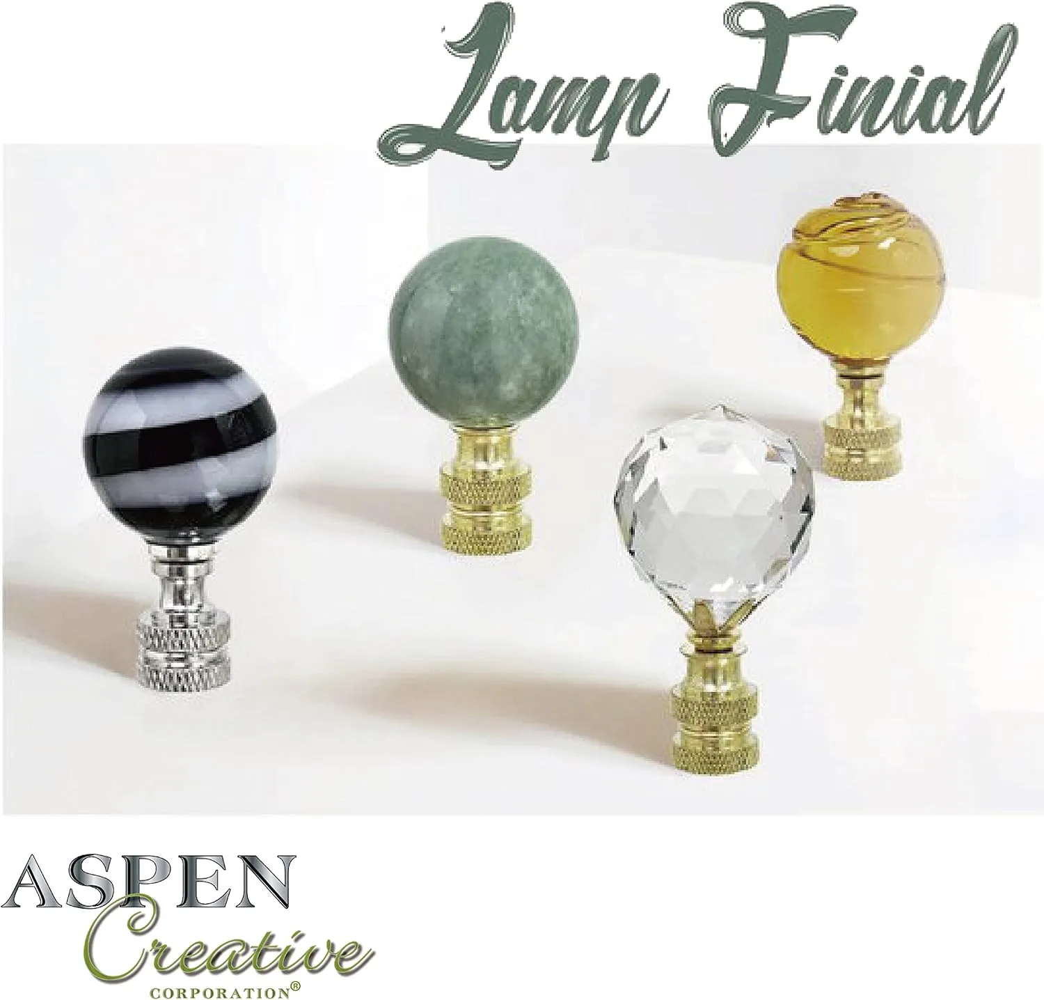 Aspen Creative 24013-12, 2 Pack Blue & White Glass Ball Lamp Nickel Finish, 2" Tall Finial
