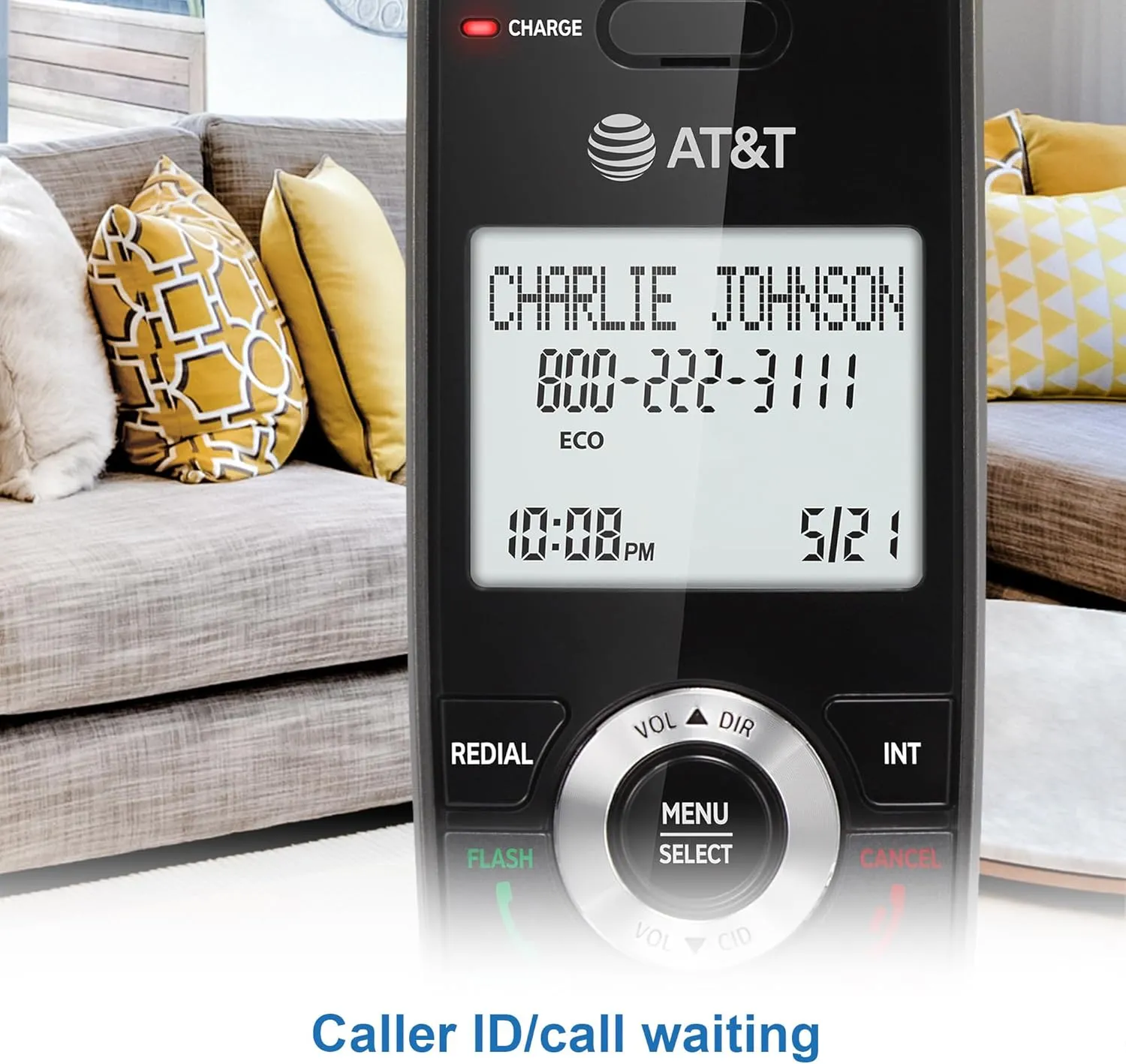 AT&T GL2101-2 DECT 6.0 2-Handset Cordless Home Phone with Call Block, Caller ID, Full-Duplex Handset Speakerphone, 2" White Backlit Display, Lighted Keypad (Graphite & Black)