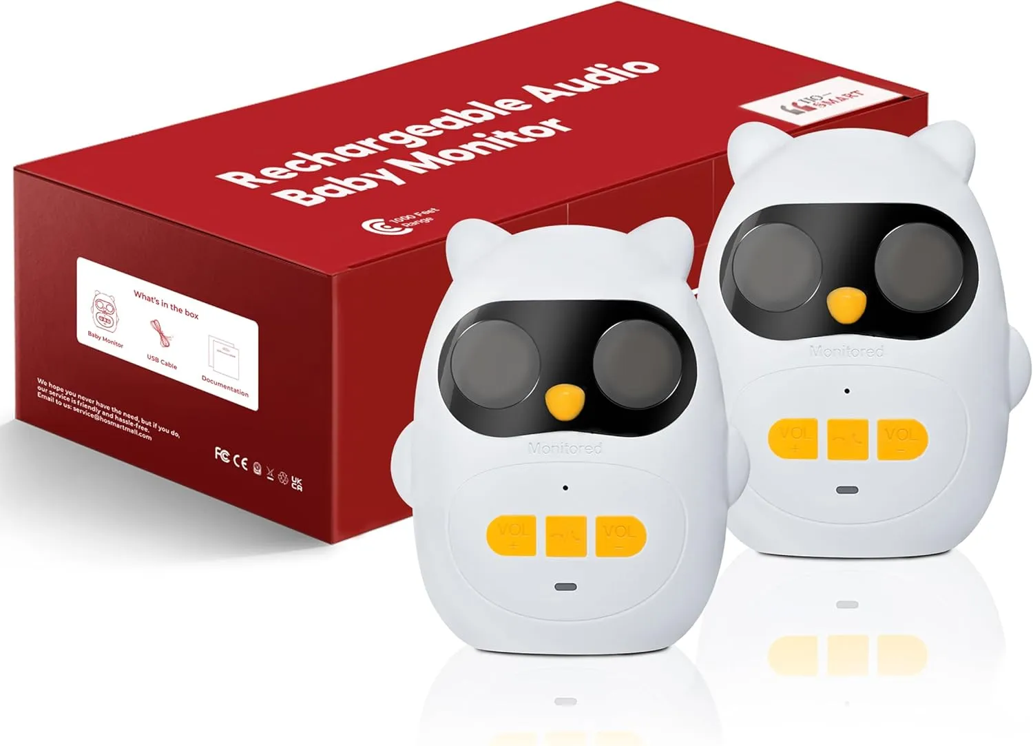 Audio Baby Monitor with Rechargeable Battery, 1000 Ft Range, Wireless Intercom Baby Monitor with Two-Way Talk and Clear Sound, HY820-2Packs-US