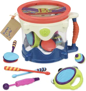 B. toys – Musical Drum- 7 Instruments Toy Drum Kit- Drumroll Please- Musical Toys for Kids 18 months   (7-Pcs)