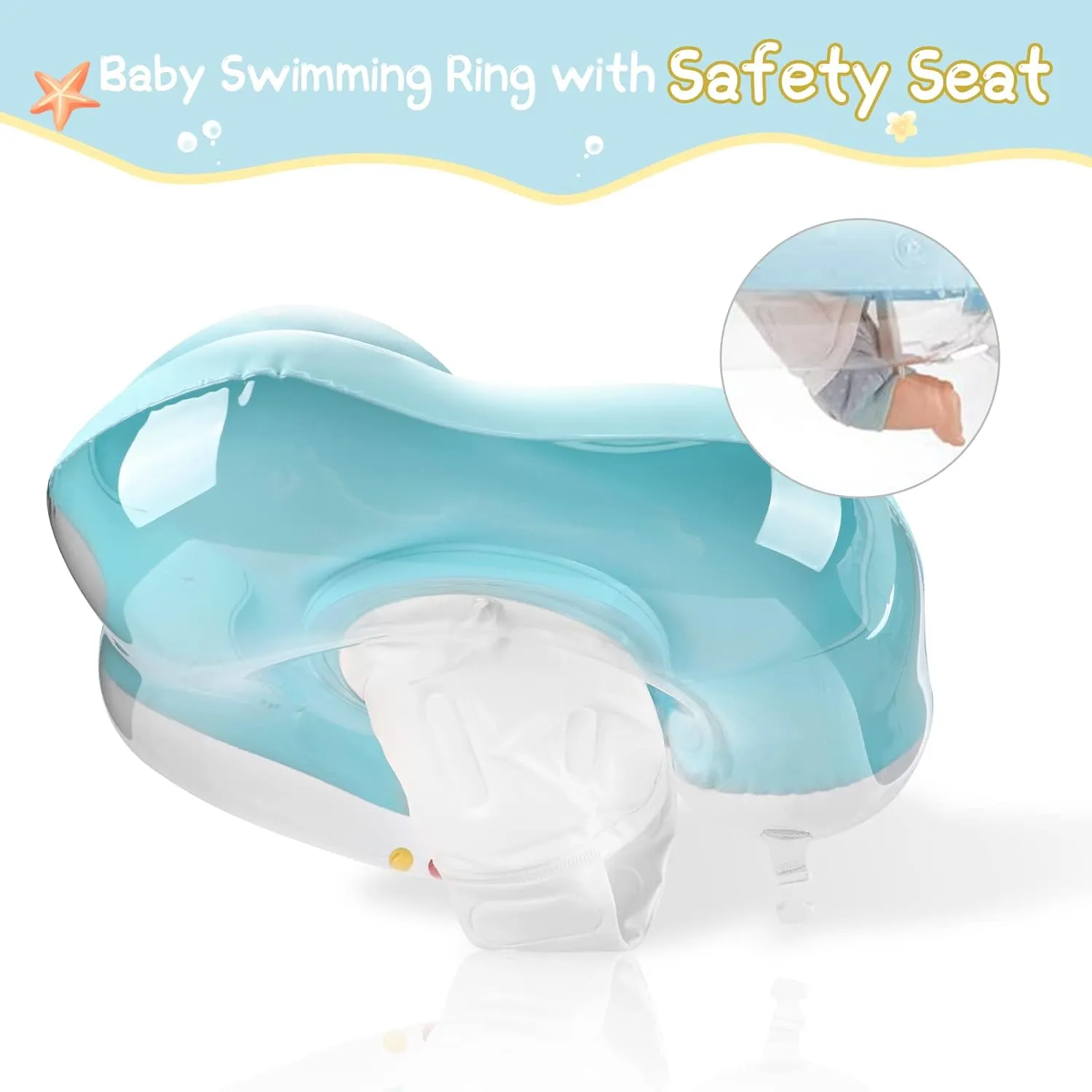 Baby Float with Canopy UPF50  Sun Protection for Infant Newborn Toddler Inflatable Swimming Spring Swim Water Float 0-36 Months with Balance Ball Safety Seat