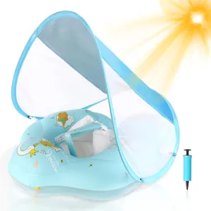 Baby Float with Canopy UPF50  Sun Protection for Infant Newborn Toddler Inflatable Swimming Spring Swim Water Float 0-36 Months with Balance Ball Safety Seat