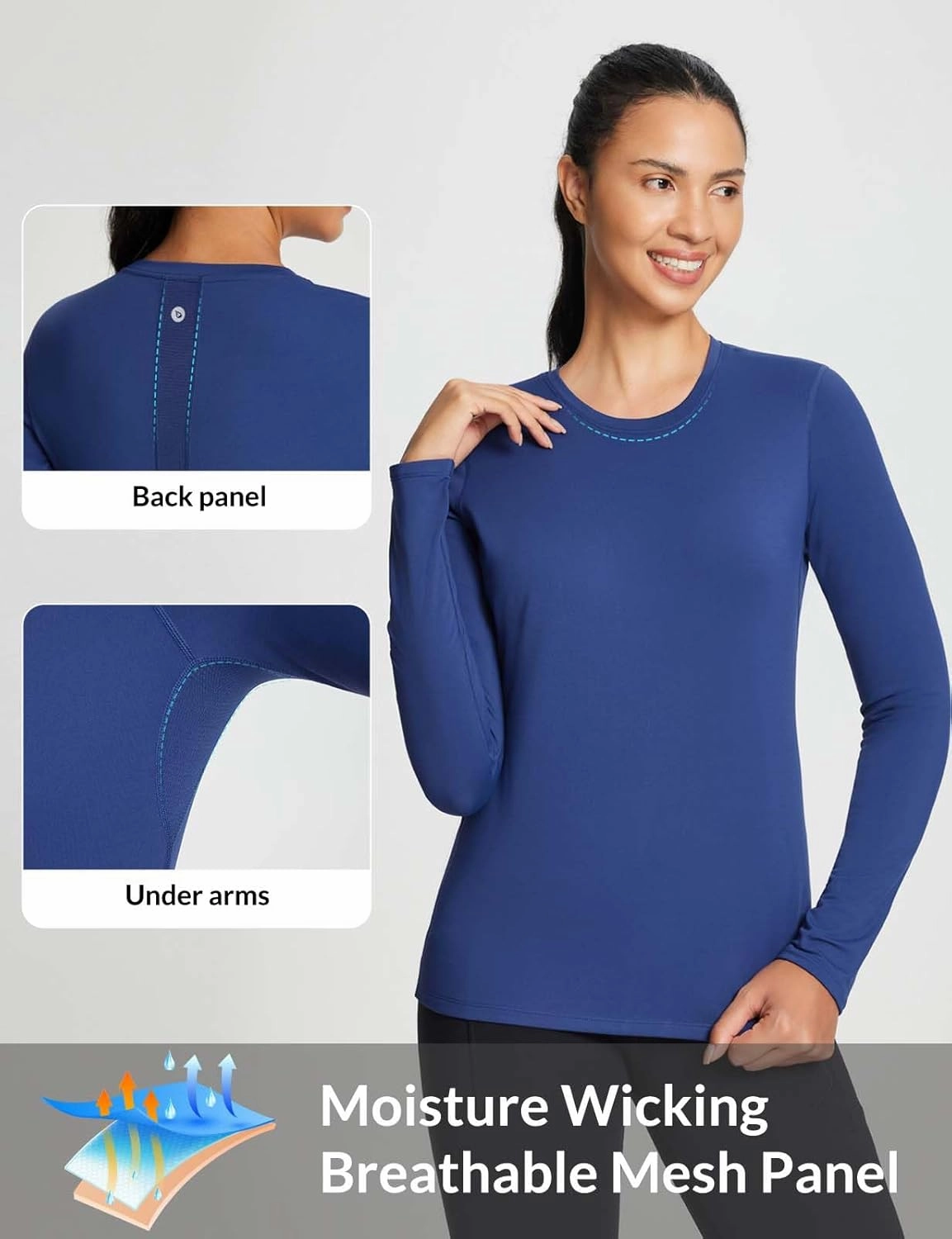 baleaf Women's Thermal Shirts Crewneck Fleece Lined Long Sleeve Tops Running Workout Ski Base Layer Winter Cold Weather