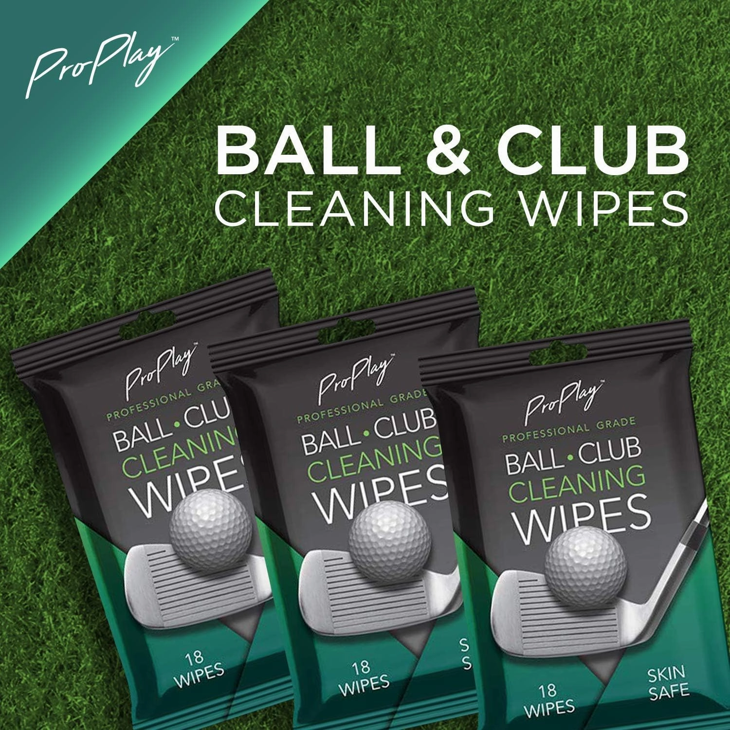 Ball & Club Cleaning Wipes | Powerful Cleaner Removes Dirt, Grass, and Sand | Convenient, Resealable Pack - Unscented 3 Pack