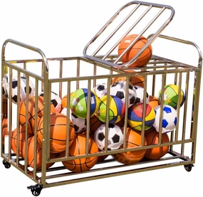 Ball Storage Cart Rolling Ball Storage Garage with Lockable Wheels, Basketball Storage Bin for Indoor Outdoor, Rolling Exercise Ball Cart Holder for Gym, School, Club,Withcover