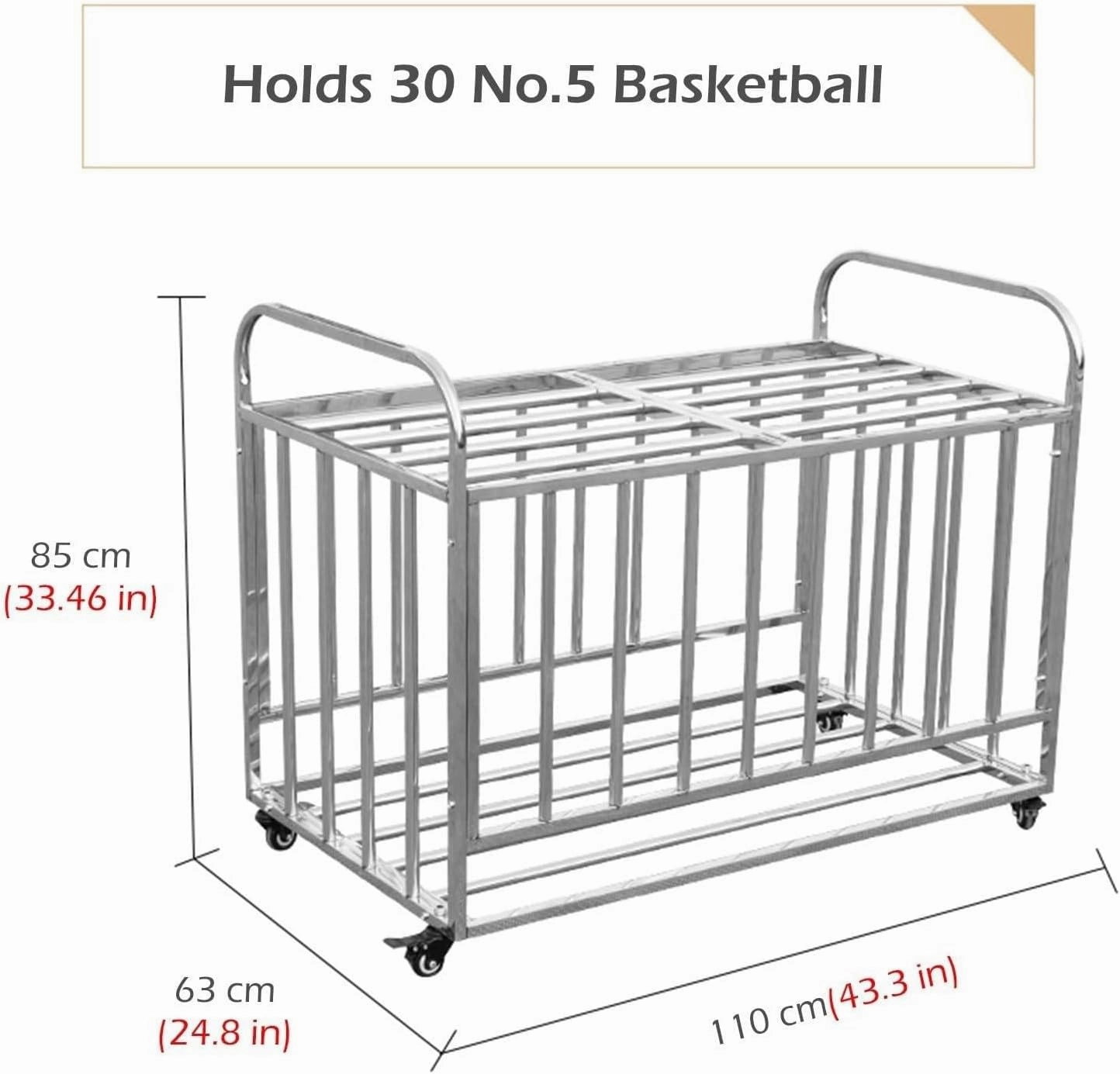 Ball Storage Cart Rolling Ball Storage Garage with Lockable Wheels, Basketball Storage Bin for Indoor Outdoor, Rolling Exercise Ball Cart Holder for Gym, School, Club,Withcover