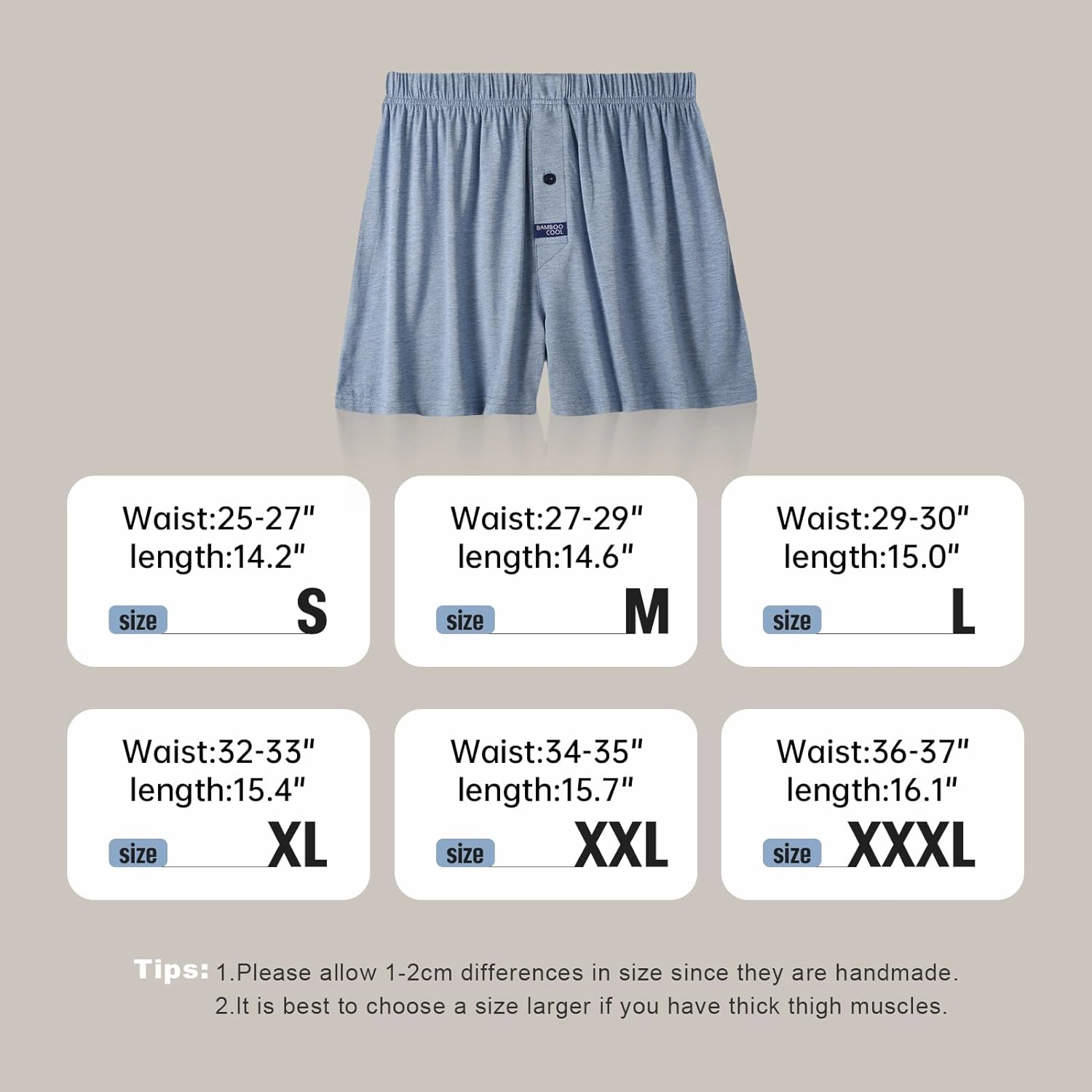 BAMBOO COOL Men's Boxer Short 3-Pack Bamboo Boxers for Men Classic Relaxed Fit Stretch Short