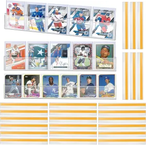 Baseball-Card-Wall-Display, Trading Card Display Rack with Adhesive Tape - Hold Up to 144 Cards or 120 Top Loaders (Ultimate, 24 Packs)