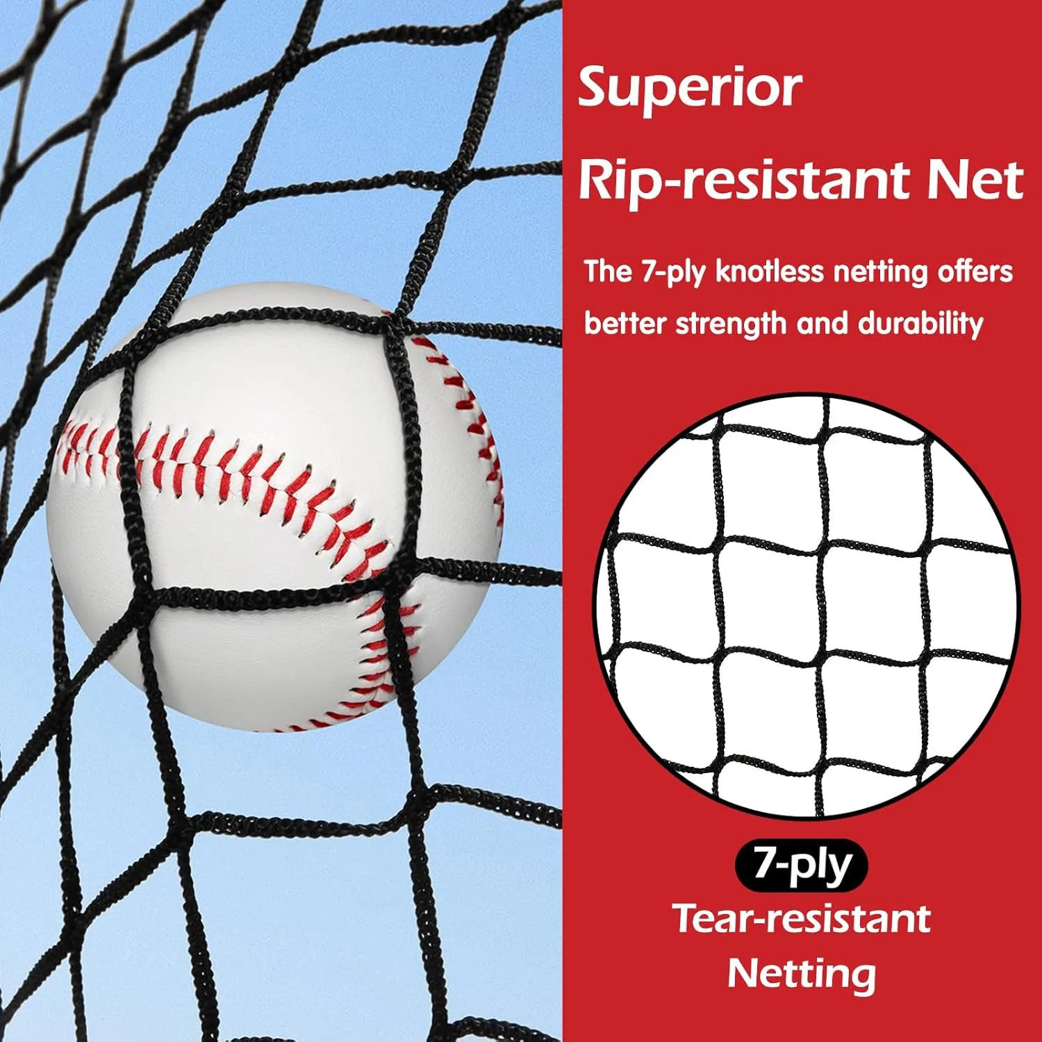 Baseball Net, 7x7ft Baseball Softball Pitching Net with Large Ball Collection System, Hitting Net Batting Net with Tee, 2 Strike Zones, Carry Bag, Baseball Nets for Batting Hitting Pitching