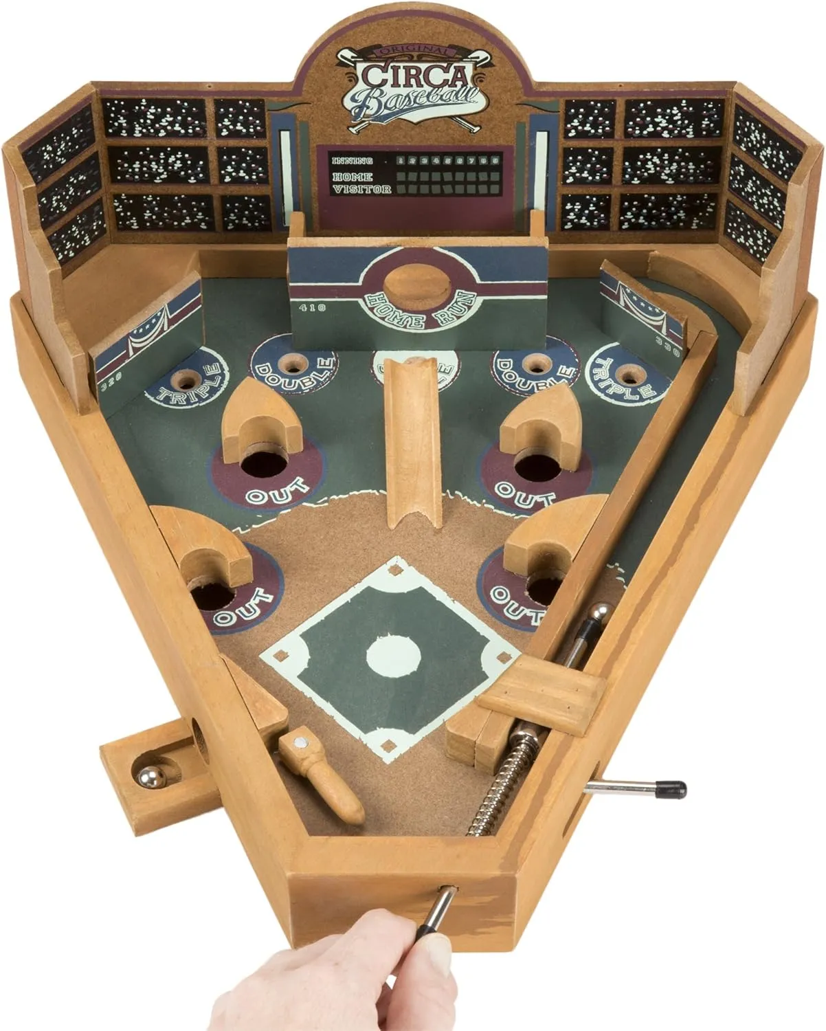 Baseball Pinball Tabletop Games - Classic Miniature Wooden Retro Sports Arcade Toy for Adult Collectors and Children - Baseball Games by Hey Play