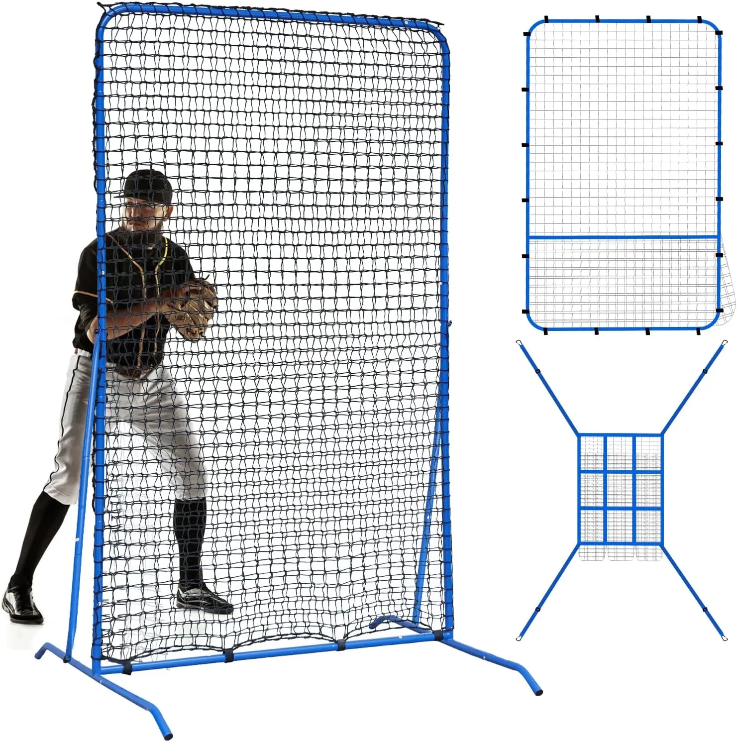 Baseball Softball Training Net, 6.6x4FT Safety Screen for Hitting & Pitching Net with Strike Zone, Easy Quick Setup, Throwing Pitcher Protection for Batting Cage Outdoors Indoors