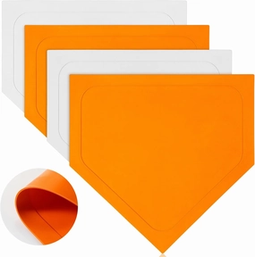 Baseball Home Plate 16 inch Bases Rubber Base Softball and Baseball Home Plate Mat for Kids Kickball Pitching Hitting Practice Training Equipment, Orange and White