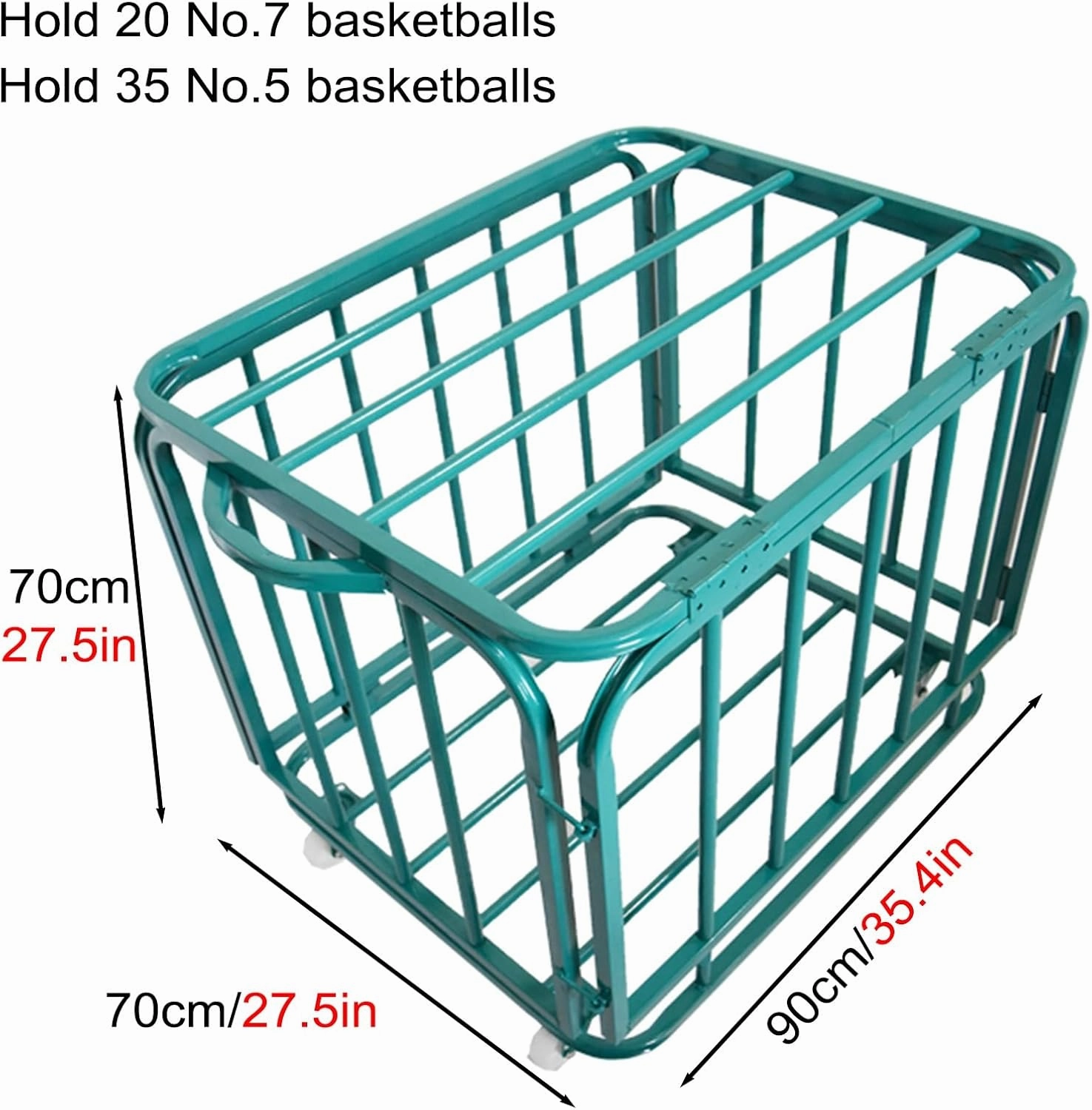 Basketball Ball Storage Rack Lockable Sports Ball Equipment Organizer, Foldable Volleyball Basketballs Footballs Storage Cage, Easy to Move