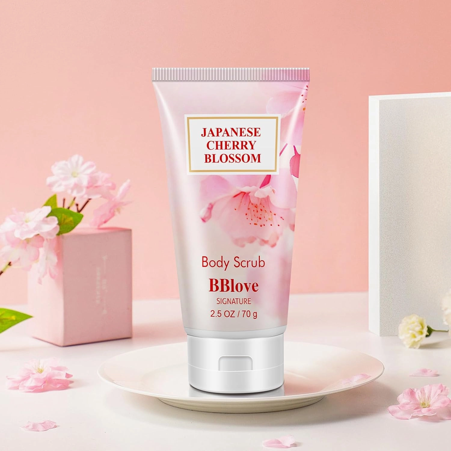 Bath and Body Gift Set for Women & Girls, Japanese Cherry Blossom, 4PCS Set for-Shower Gel, Body Lotion, Body Mist, Exfoliating Scrub, Body Care Set