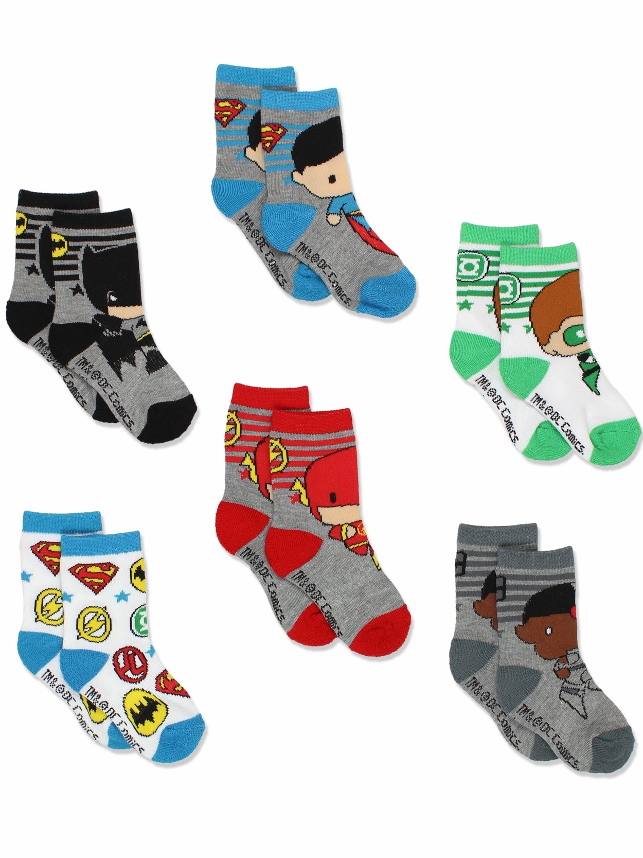 Batman Justice League Crew Socks 6-Pack
