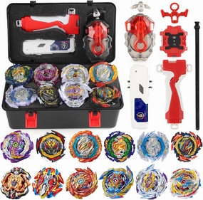 Battling Top Set, Burst Gyro Toys 12 Spinning Tops 2 Launchers Combat Battling Game with Portable Storage Box Gift for Kids Children Boys 649