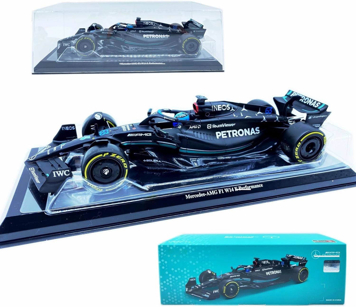 Bburag New 2023 1/24 F1Mercedes AMGW14#63 Alloy Racing Car for George Russell 1:24 F1 W14#63 Super Formula One Luxury Collection DieCasting Adult Model Gift