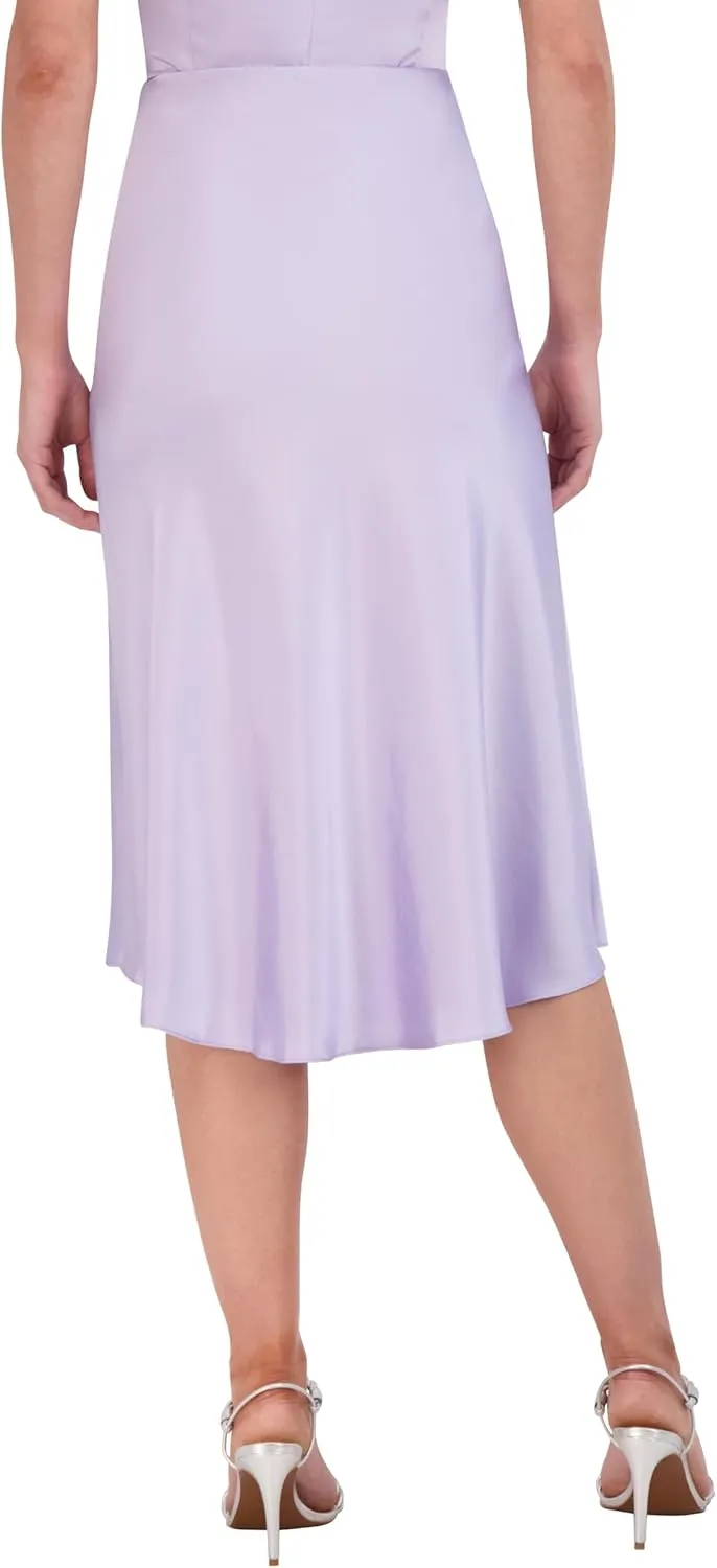 BCBGMAXAZRIA Women's Pull on Vintage Satin Midi Skirt