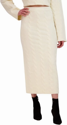 BCBGMAXAZRIA Women's Pull on Cable Knit Midi Pencil Skirt