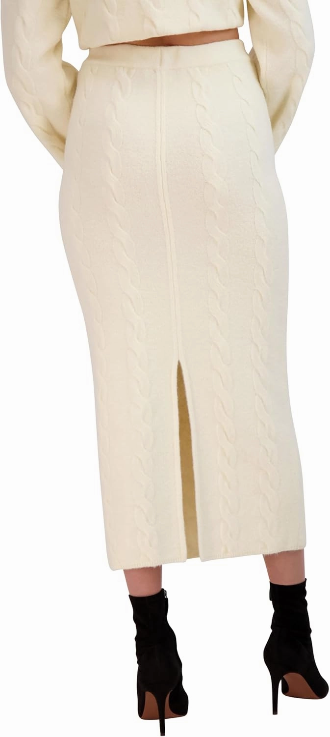BCBGMAXAZRIA Women's Pull on Cable Knit Midi Pencil Skirt