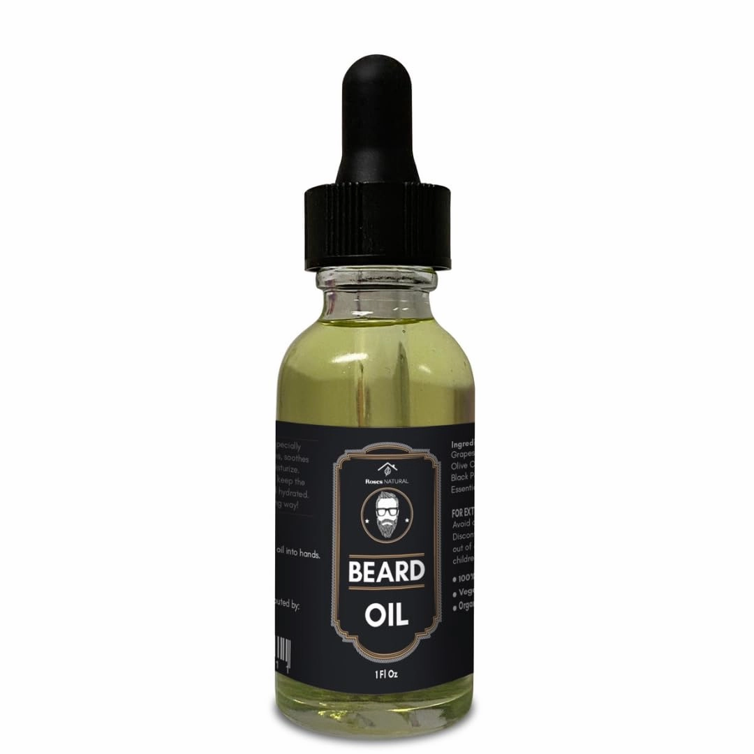 Beard Oil, 100% Natural Oils, Black Pepper and Mahogany Teakwood Scent (1 Oz)