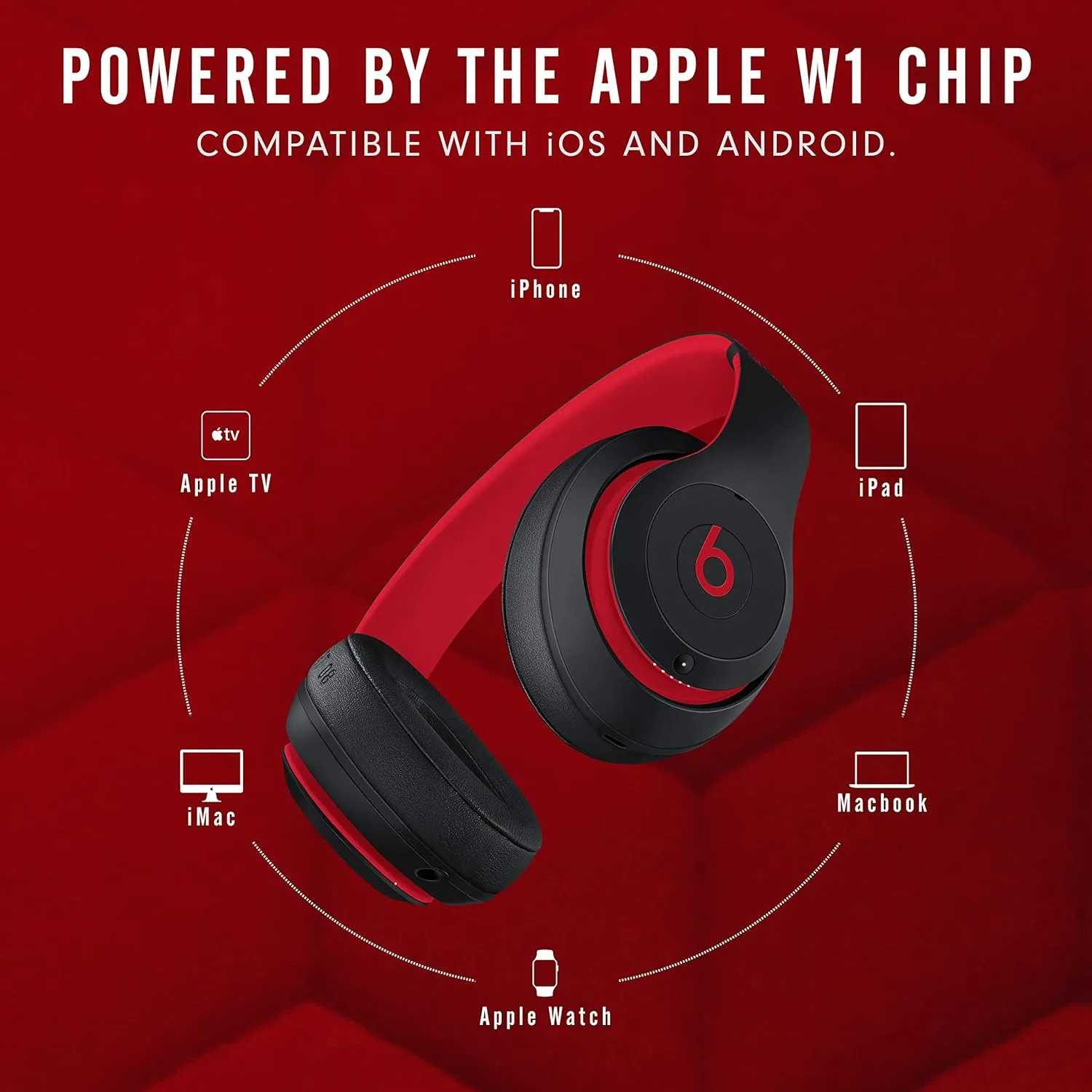 Beats Studio3 Decade Collection Wireless Over-Ear Headphones - Defiant Black/Red (Renewed)