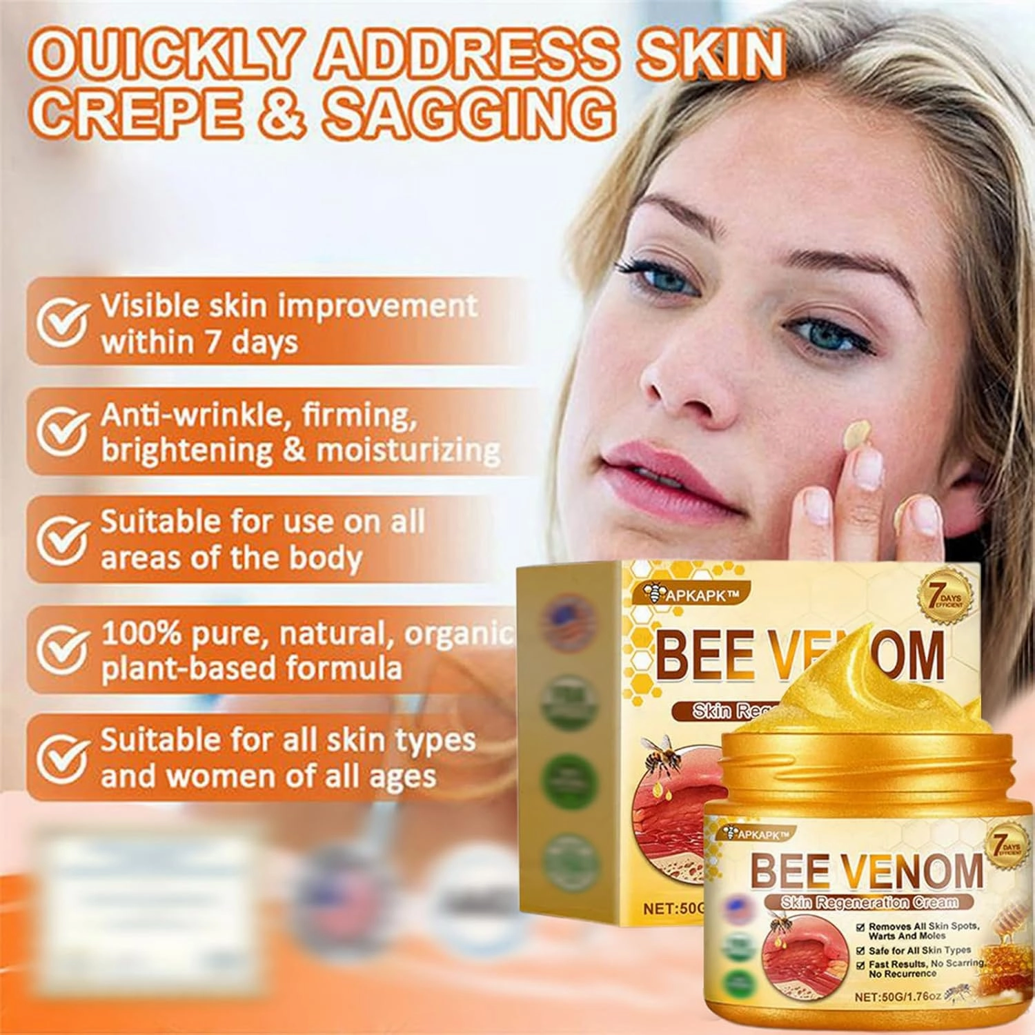 Bee Venom Skin Regeneration Cream, Bee Venom Skin Treatment Cream for Face & Body, Multipurpose bee venom comprehensive cream - Natural Care for skin Imperfection (2PC)
